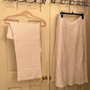 Susan Graver L-New-White Pull On Pants/Skirt